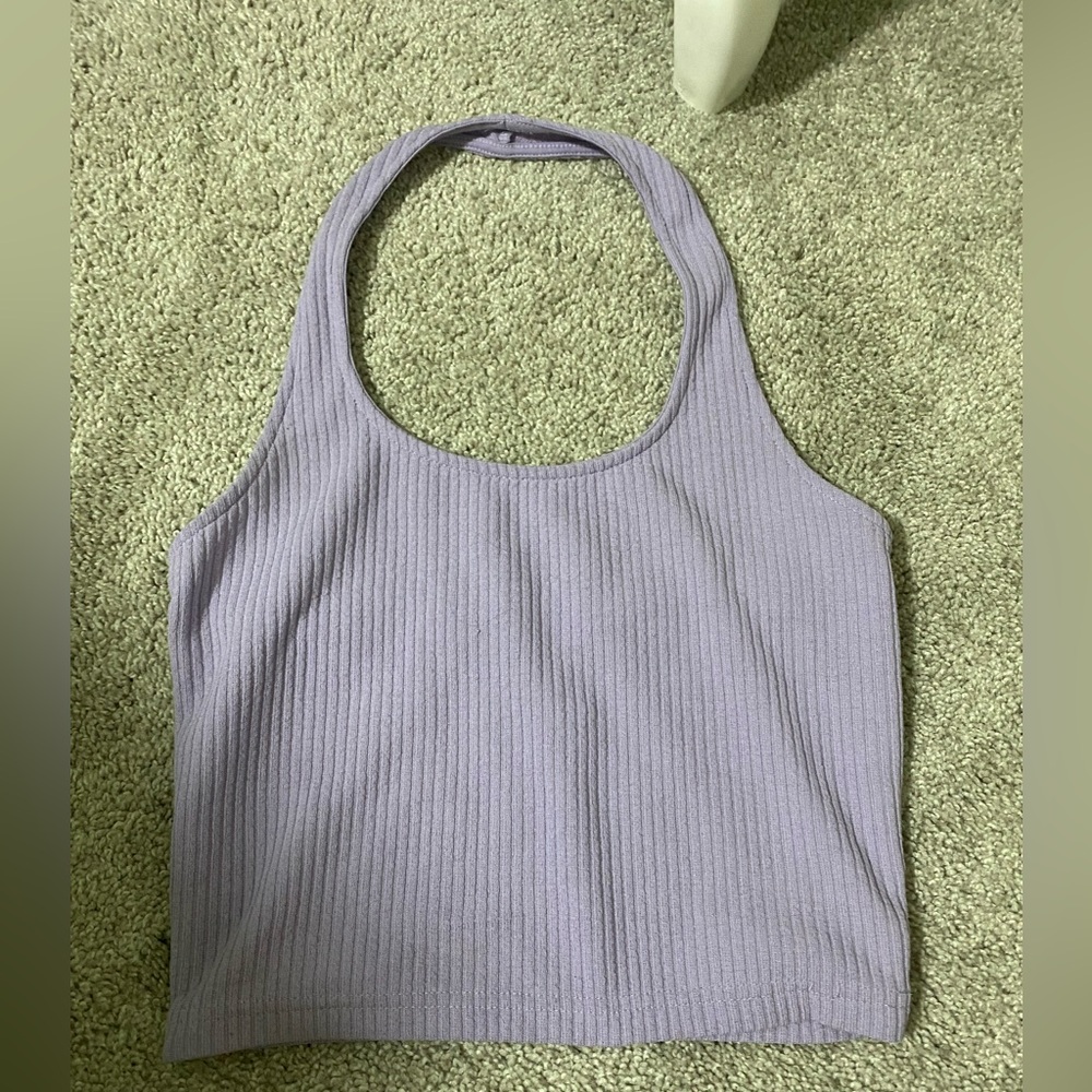 Lavender Ribbed Halter Top